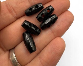 Craft Sewing Wooden Toggle Buttons, Black Mini Barrel (100 Pack)