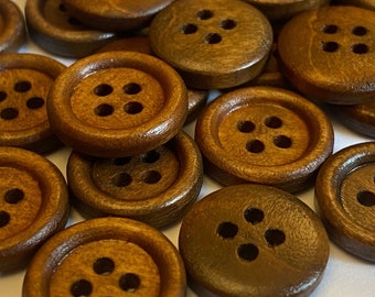 Brown Wooden Buttons 4-Holes Sewing Crafts Scrapbooking