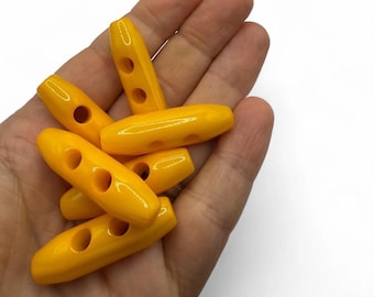 Sewing Toggle Buttons, Orange Plastic, 38mm Two-Hole (Pack of 6)