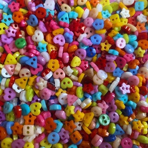 300 6mm Tiny Small Resin Buttons Mixed Colours And Shapes Stars Hearts Etc image 6