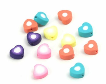 Polymer Clay Beads Flat Random Love Hearts Bracelets Jewelry Pendants Making