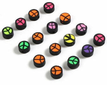 Polymer Clay Beads Peace Symbol Colorful Bracelet Jewellery Making Multicolor