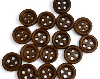 Brown Wooden Buttons: 10mm, 4-Hole for Baby Cardigans & Crafts