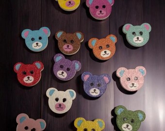 Wooden Teddy Bear Buttons - Mixed Colors for Baby Projects