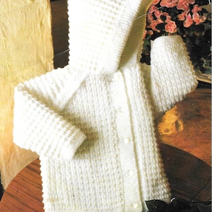 Peter Pan Children&#39;s Vintage Cute Hooded Jacket Very Easy Knitting Pattern 46cm Chest PDF Instant Download Digital Craft DIY Great Quality