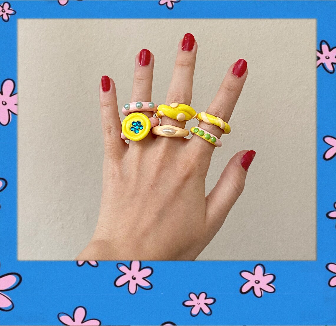 Handmade polymer clay rings Chunky clay ring Clay rings Etsy