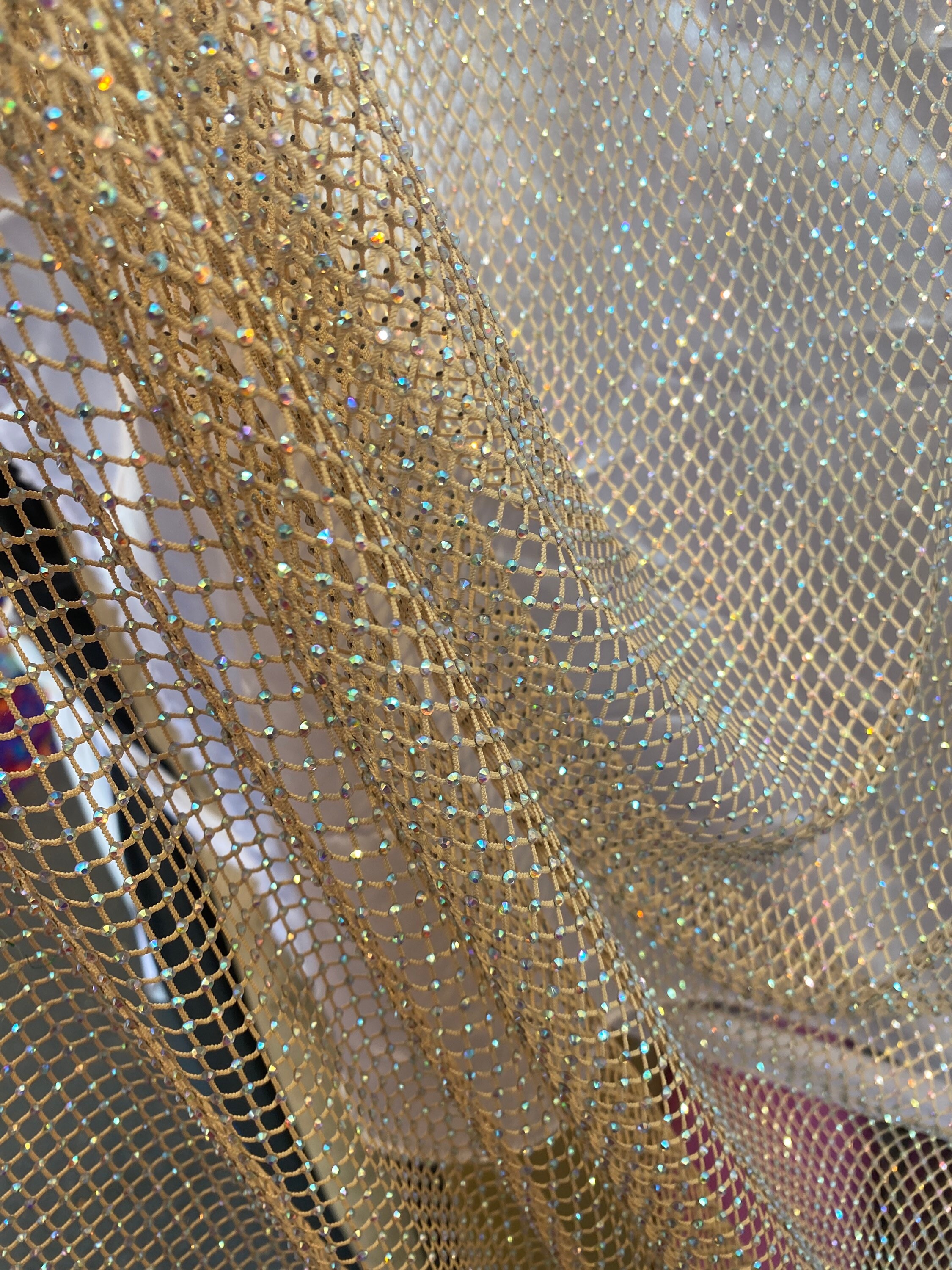 Net Con Tan Tan Fish Net With Rhinestones Iredecen Stretches for All 4 Sides Sold ...