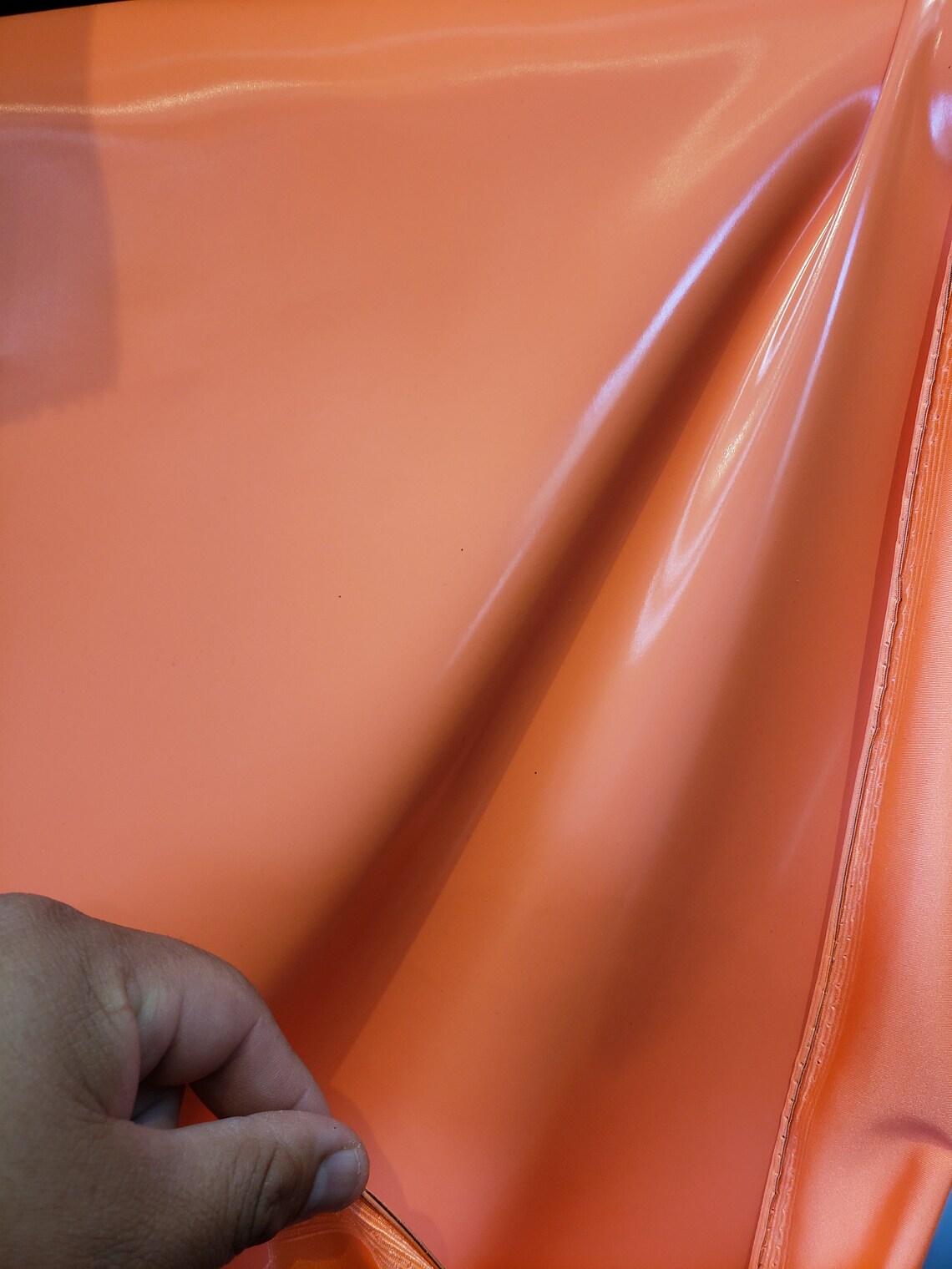 Shiny 4 Way Stretch Neon Orange Latex With Thick Spandex Etsy