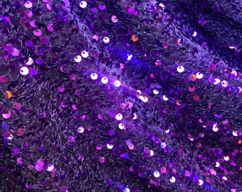 Elegant  velvet Sequins purplu 4 way stretch  fabric sold  by the yard