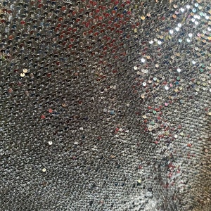 Hanging Sequins 2 way stretch velvet fabric sold  by the yard in black