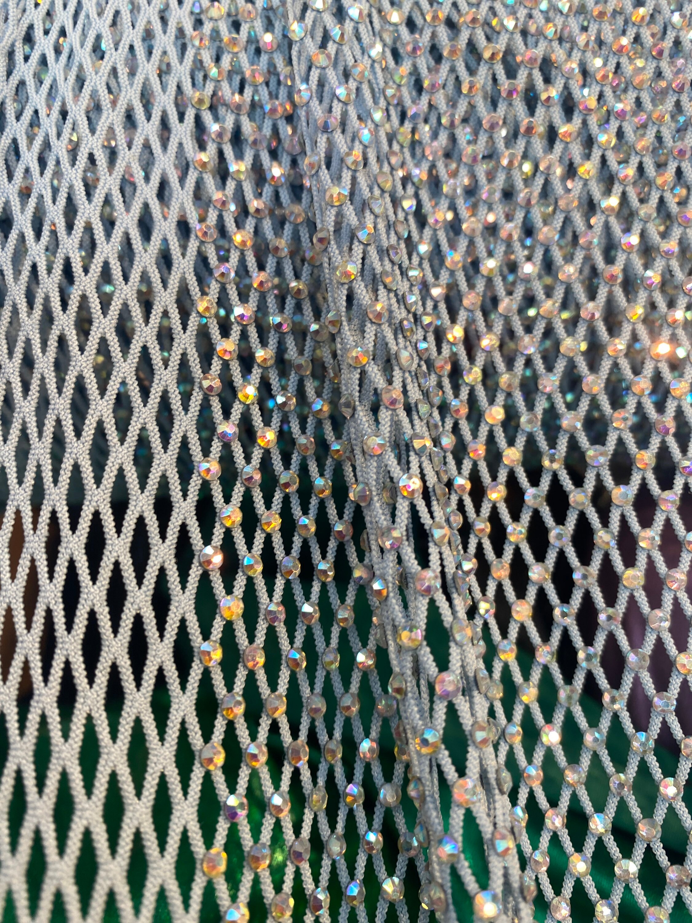 Beby Blue Fish Net With Rhinestones Iredecen Stretches for All 4 Sides ...