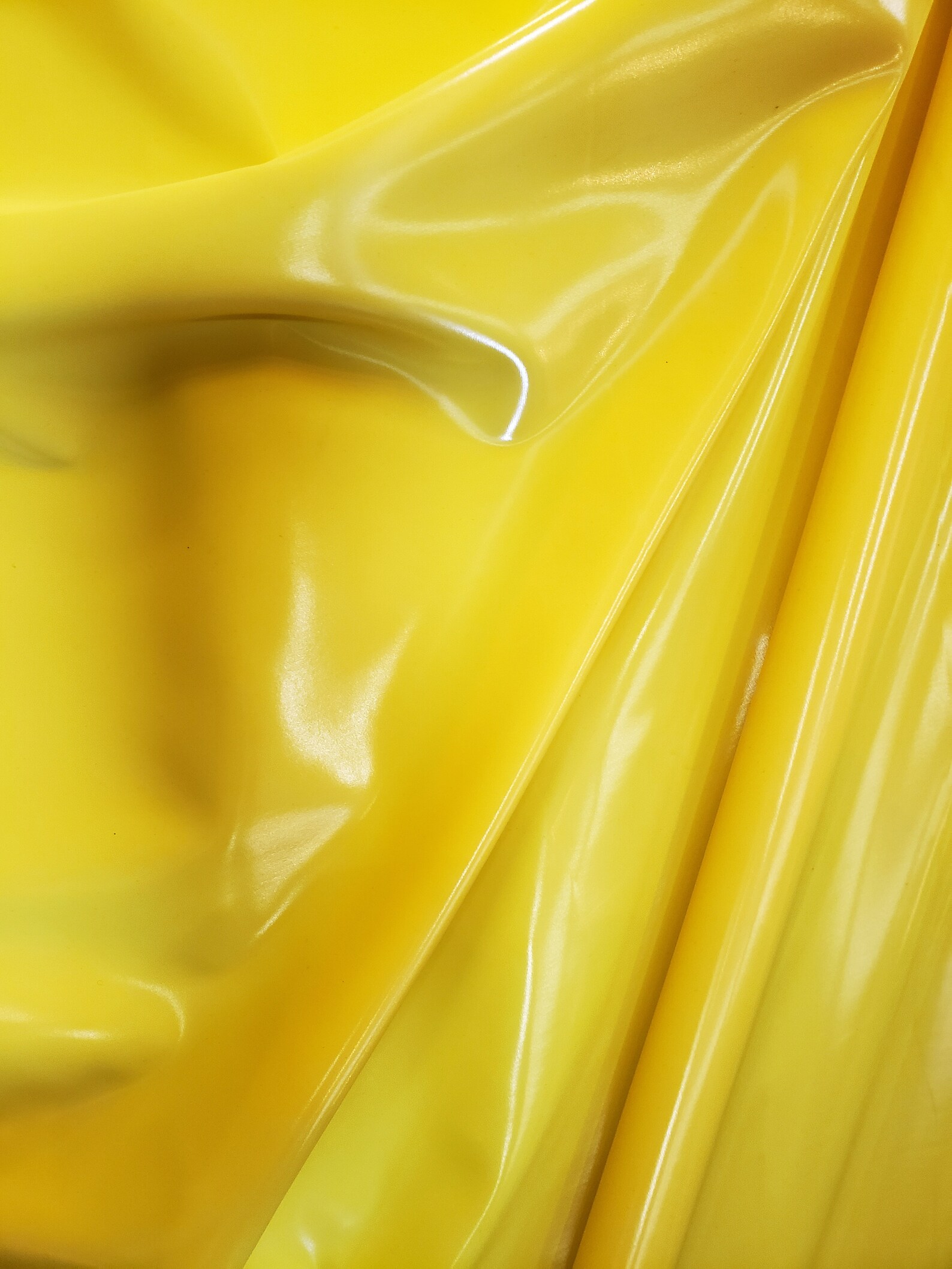 Shiny 4 Way Stretch Yellow Latex With Thick Spandex Fabric Sold by the