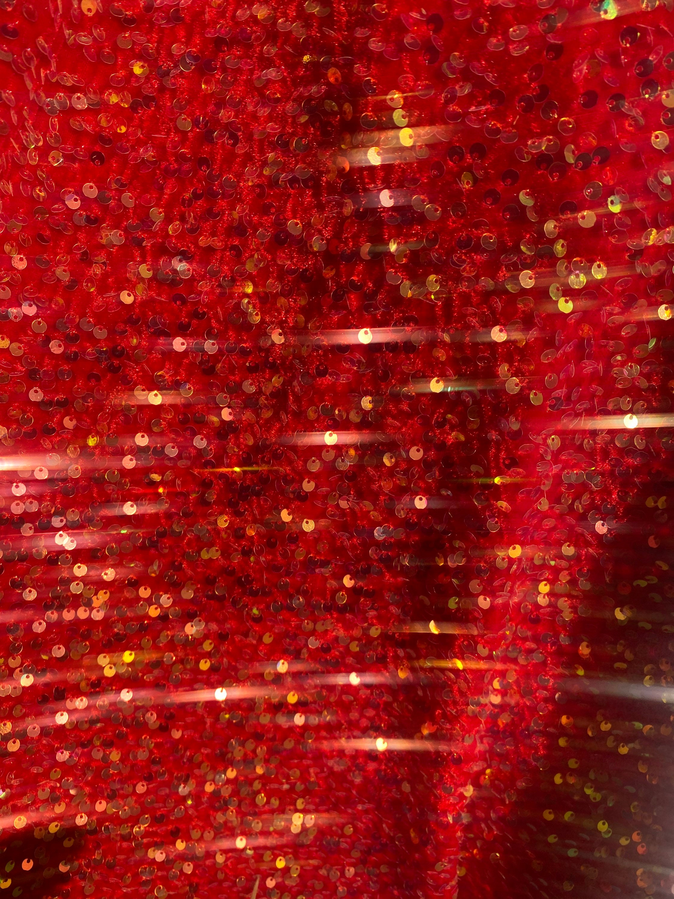 4” x 5 Yard Red & Gold Diamond Pattern with Sequins Velour Velvet