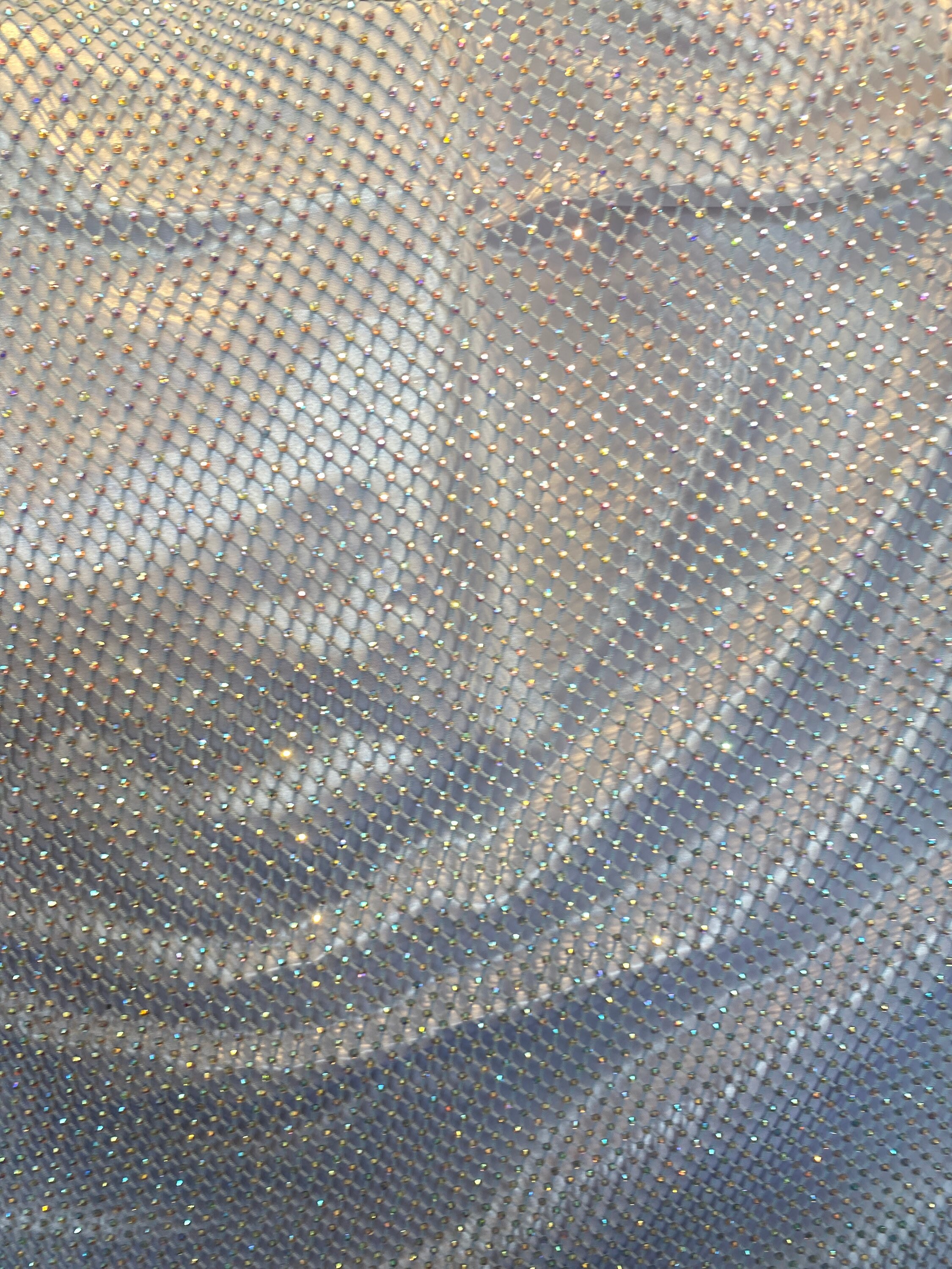 Beby Blue Fish Net With Rhinestones Iredecen Stretches for All 4 Sides ...