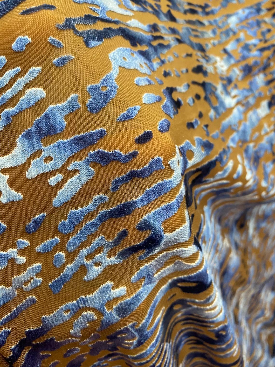 Blue Burnout Velvet Fabric 4 Way Stretch Fabrics Sold by the Etsy