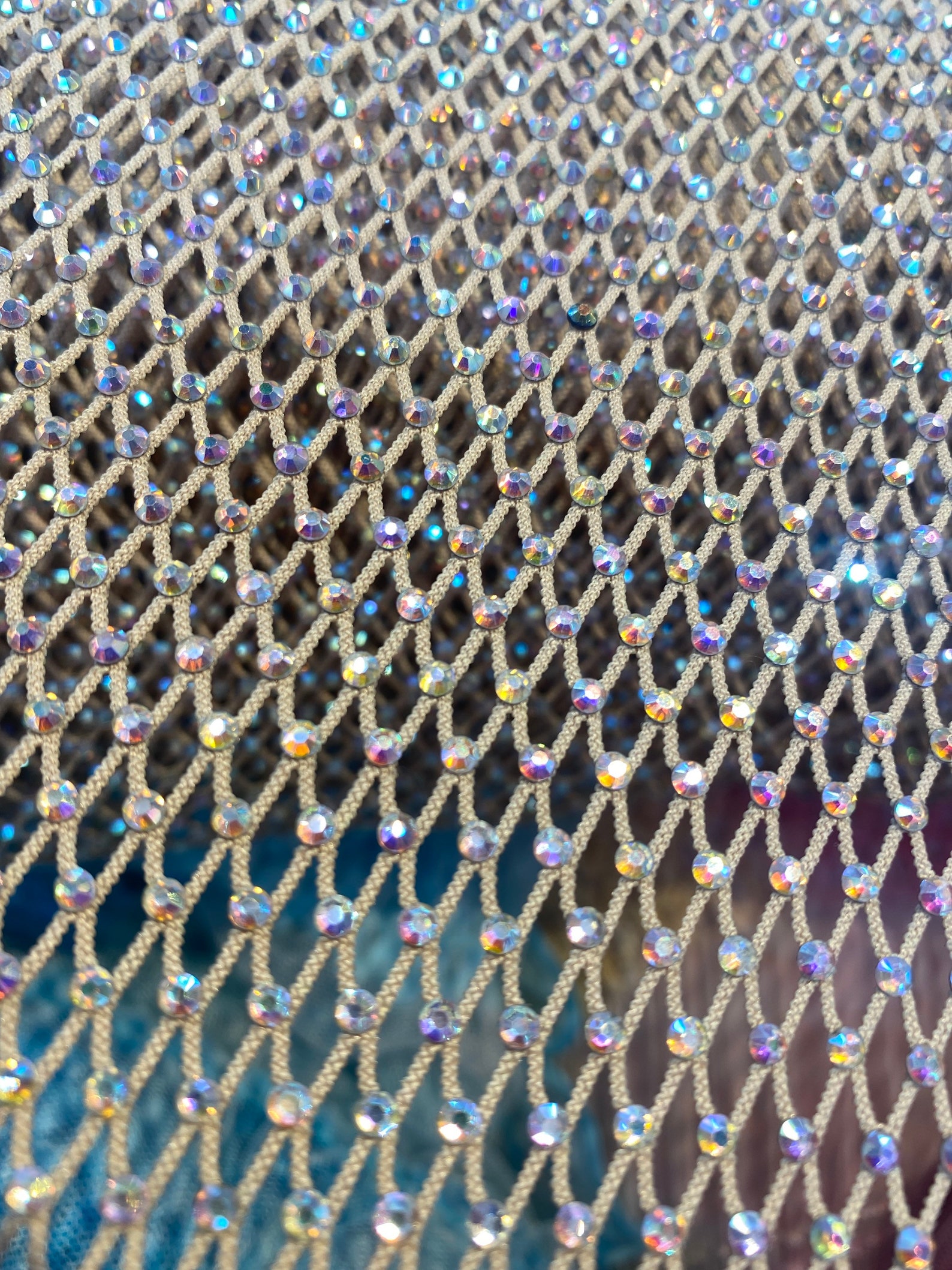 Tan Fish Net With Rhinestones Iredecen Stretches for All 4 Sides Sold ...