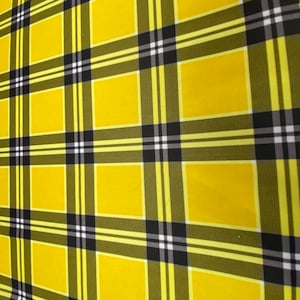 Great Plaid Desing  yellow with black 2 way Nylon Spandex Fabric Sold by the Yard