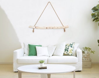 Handmade Birchwood Log Wall Hanging, Natural Home Decor