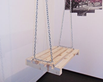 Rustic Wooden Hanging Swing, Indoor Outdoor, Garden Patio