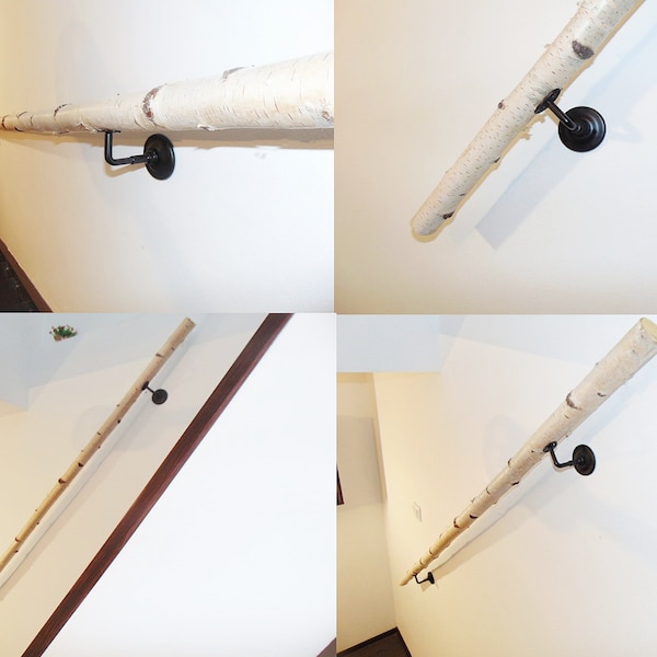 kit Staircase Handrail,birch log handrail,Wall Mounted Hand Rail Railing,Stair handrail,bannister rail,wall handrail,urban rail,rail bracket