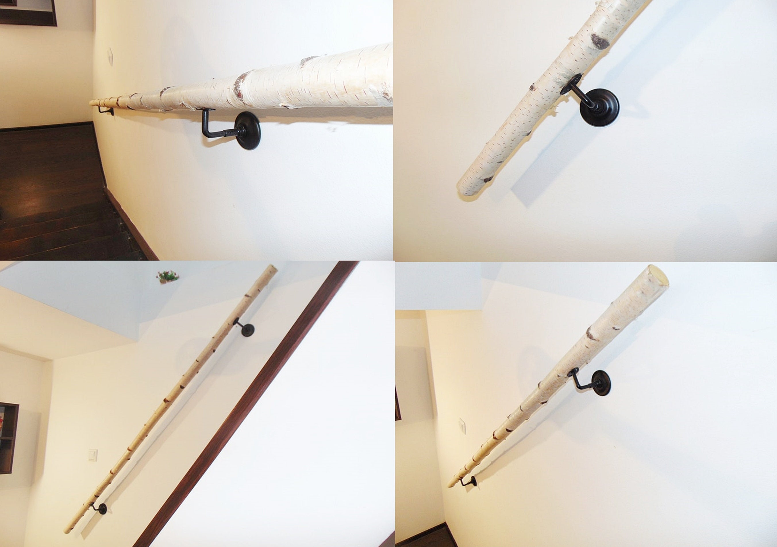 Kit Staircase Handrailbirch Log Handrailwall Mounted Hand - Etsy Canada
