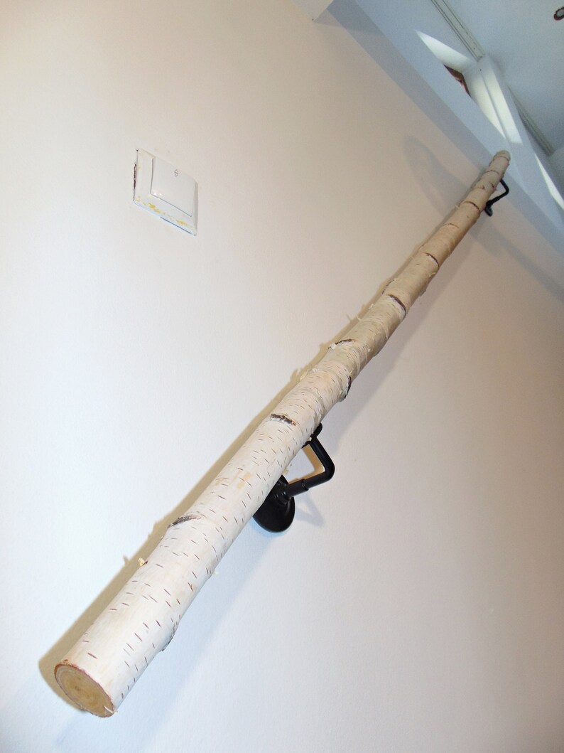 Handmade Birch Log Stair Handrail, Wall Mounted Bannister Rail - Etsy