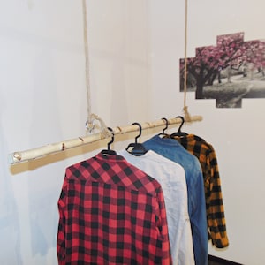 White Birch  hanging Branch Clothing Rack,Natural clothes rack.