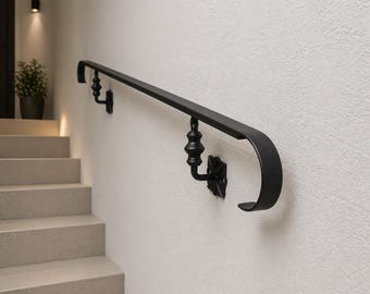 Handlauf aus schwarzem Metall für innen, außen, dekorative Eisenstütze, Made in Rumänien