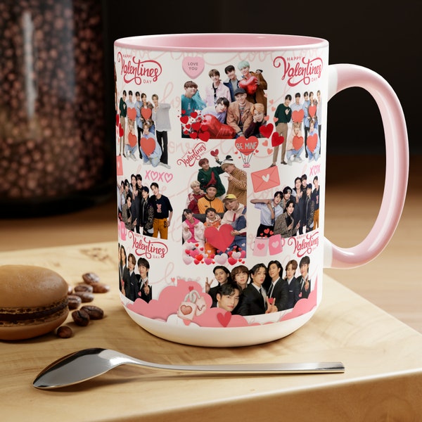 BTS Valentine's Day15 oz mug, coffee mug, Valentines gift mug, kpop mug, k-pop coffee cup, gift for kpop fan, Jungkook, Namjoon, Hobi, Jimin