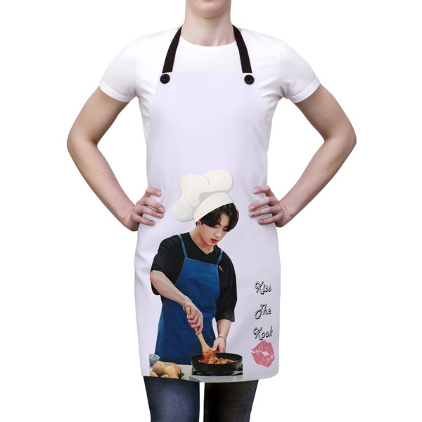 BTS Jungkook apron, Kpop, Kiss the Kook Jungkookie apron baking kpop JK apron gift for kpop fan kitchen accessory culinary chef apron baking