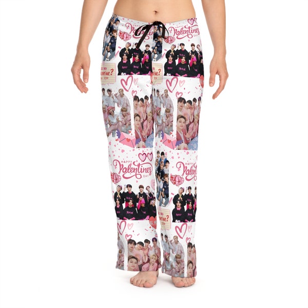 Stray Kids Valentines Day Womens Pajama Pants,  kpop pajama pants, K-pop pajama bottoms, gift for kpop fan, Stray Kids loungewear, Felix