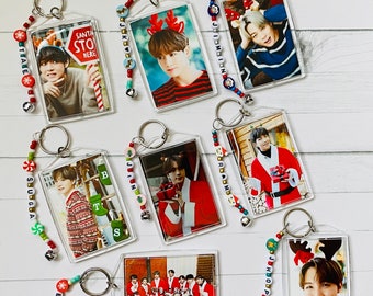 BTS inspired beaded  Double sided bias Christmas keychains, K pop, Christmas keychain, kpop keychain, Kpop Christmas gift, Hobi, Jungkook