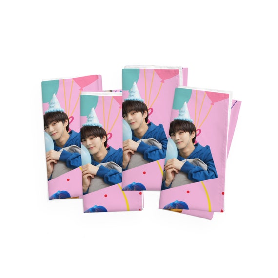 Enhypen Sunoo Set of 4 Cloth Birthday Napkins, Kpop Party