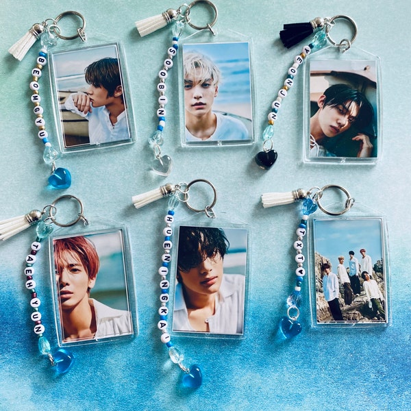 TXT inspired Double sided bias keychains, Tomorrow X Together, kpop keychains, k pop keychain, Soobin, Beomgyu, TXT charm, Farewell concept