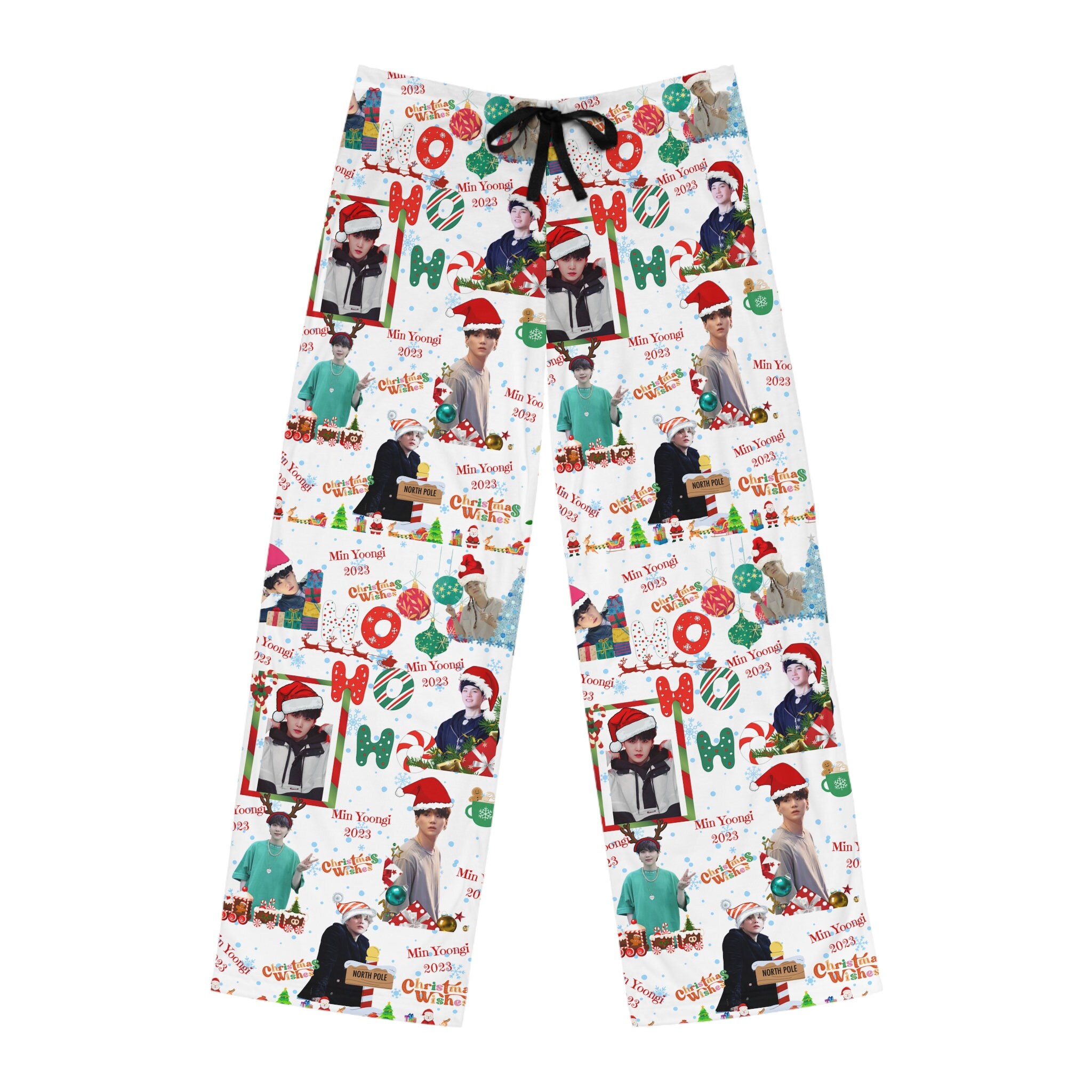 BTS Yoongi Christmas Men's Pajama Pants, Kpop Holiday Loungewear