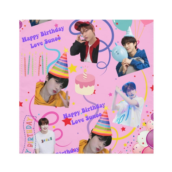 Enhypen Sunoo Set of 4 Cloth Birthday Napkins, Kpop Party