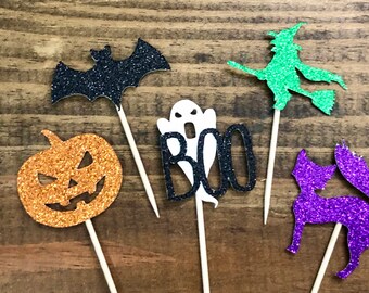 Halloween cupcake toppers, Ghost cupcake toppers, Halloween party, Halloween toppers, Witch cupcake toppers