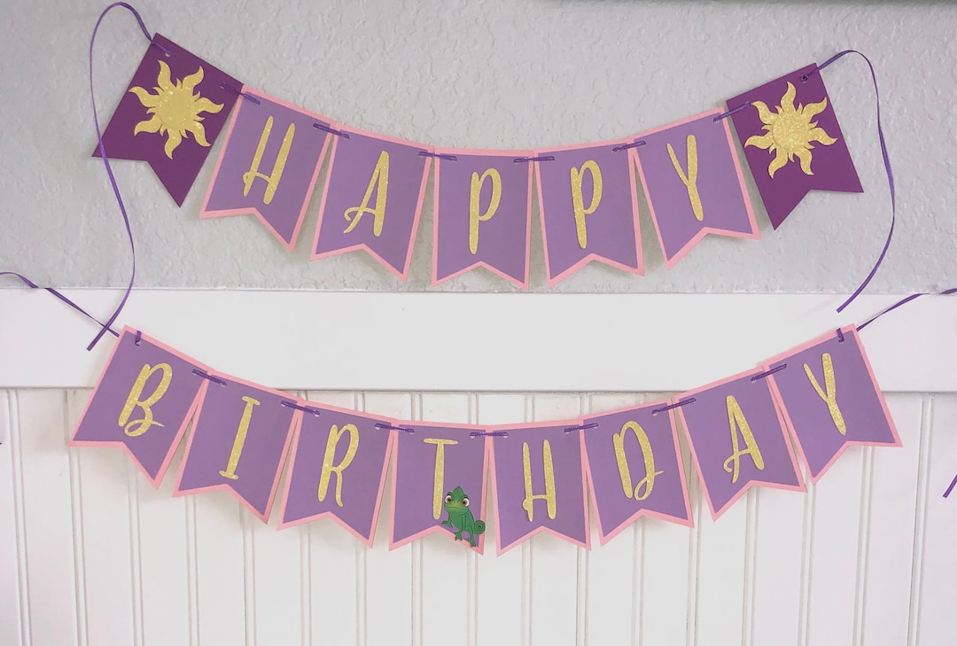 Rapunzel Birthday Banner, Tangled Banner, Princess Party, Rapunzel Theme, Long Hair Princess