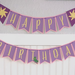 Rapunzel birthday banner, Tangled banner, Princess party, Rapunzel theme, Long hair princess banner, Sun banner, kids birthday party