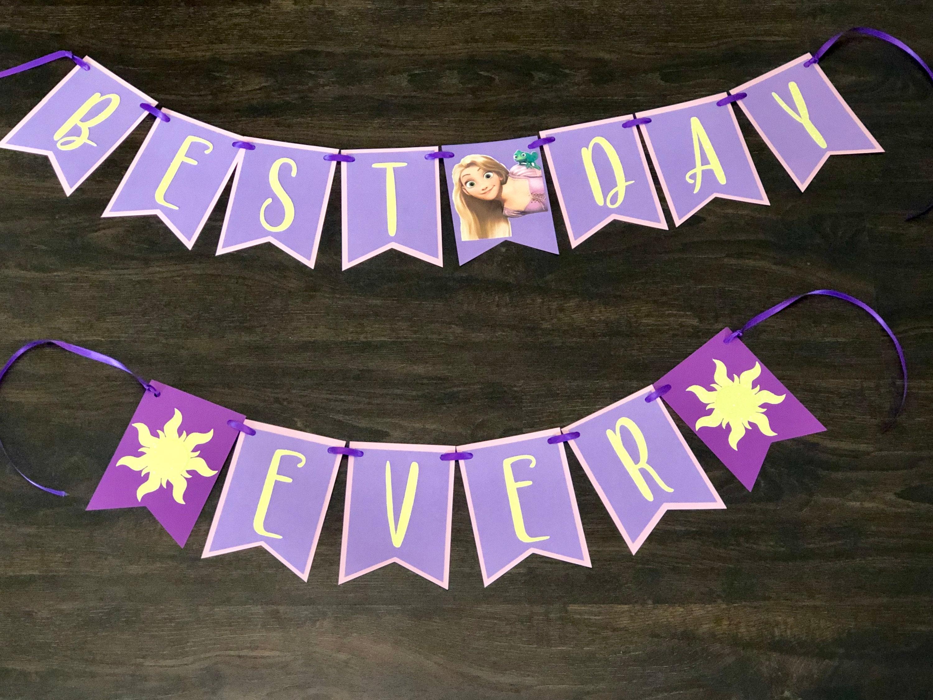 Rapunzel Birthday Banner Tangled Banner Princess Party Etsy