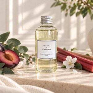 Black Plum and Rhubarb Luxury Velvet & Blossom Reed Diffuser Refill