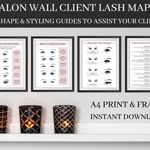 Lash Mapping Lash Styling A4 wall print out. Styling guides to assist clients eyelash extensions