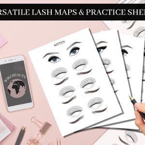Guides de cartographie des cils pour les extensions de cils. Étudiants/Formateurs - Dolly, Arrondi, Effets de cils de chaton, cartes de cils Téléchargement instantané