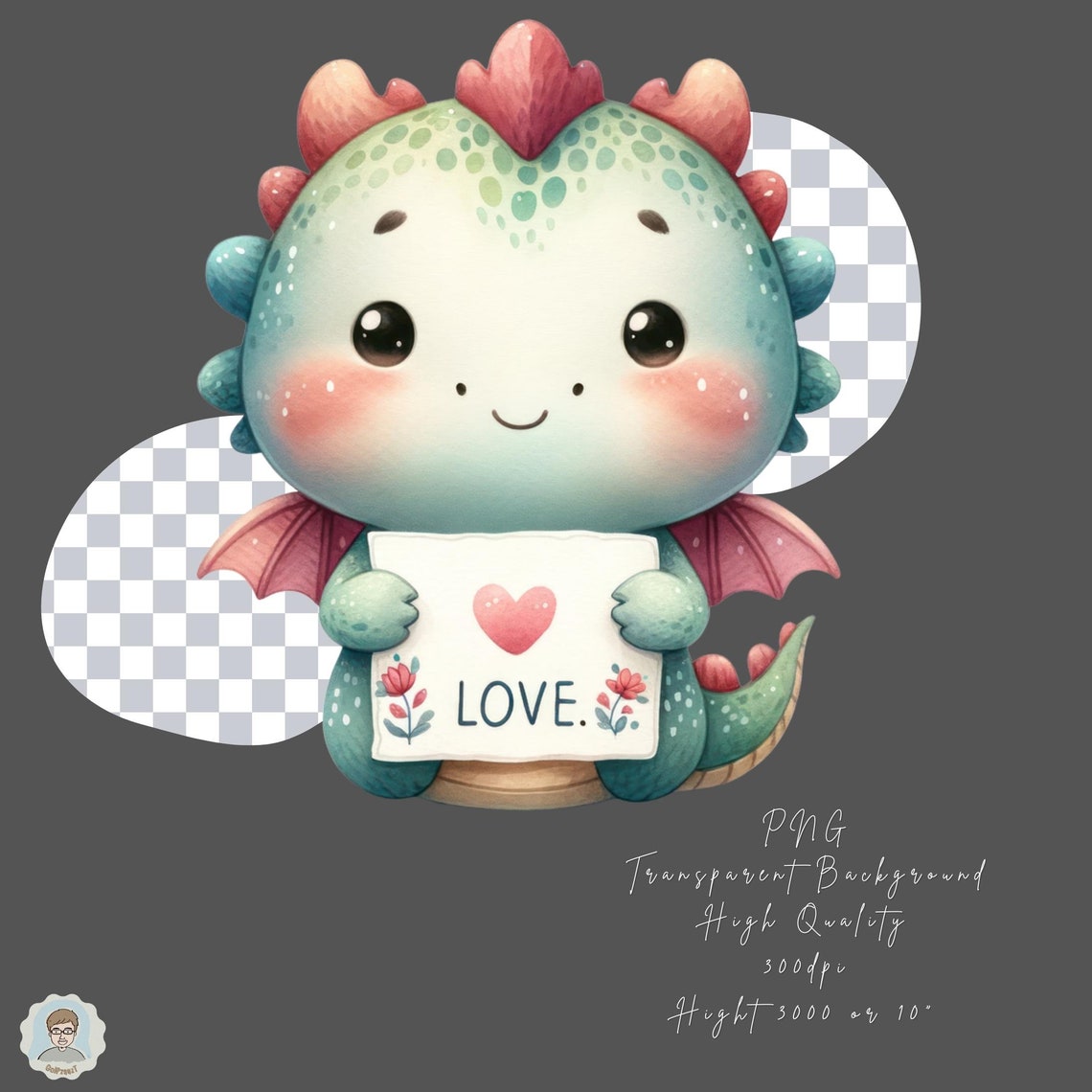 Cute Baby Dragon Valentine Clipart, Dragon Love PNG, Valentine ...