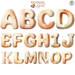 Wooden Alphabet and Numbers Clipart - Realistic Wood Texture PNG ...