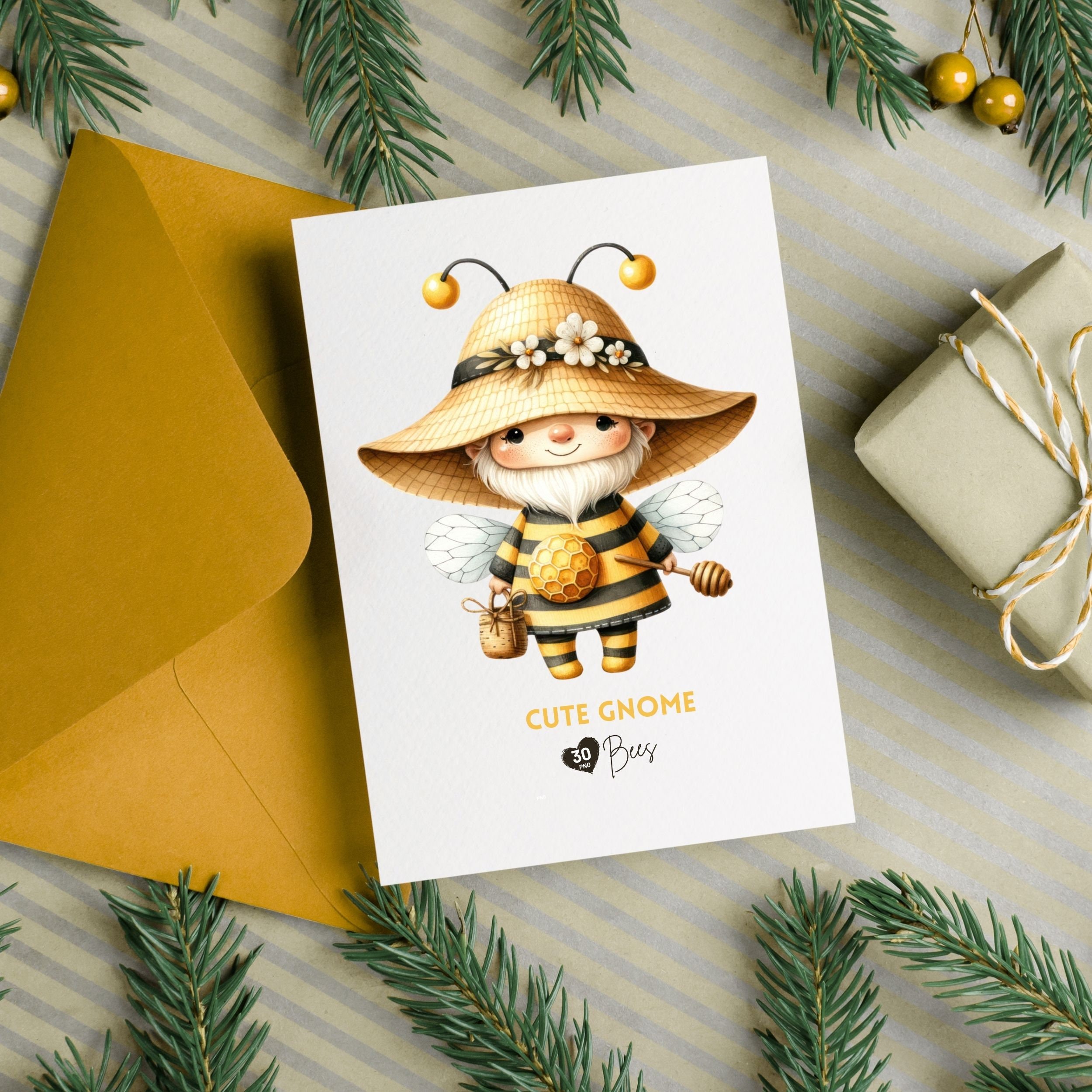 Cute Bumble Bee Gnomes Clipart, Bumble Bee Png, Honey Gnome ...