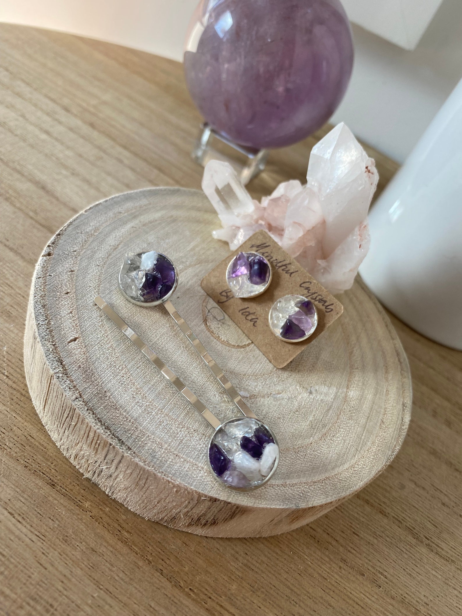 Amethyst and Clear Quartz Set Etsy UK