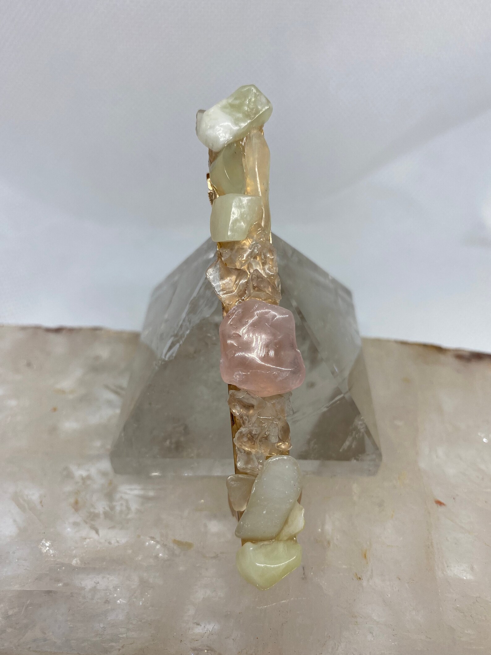 Rose quartz jade clear quartz barrette Etsy