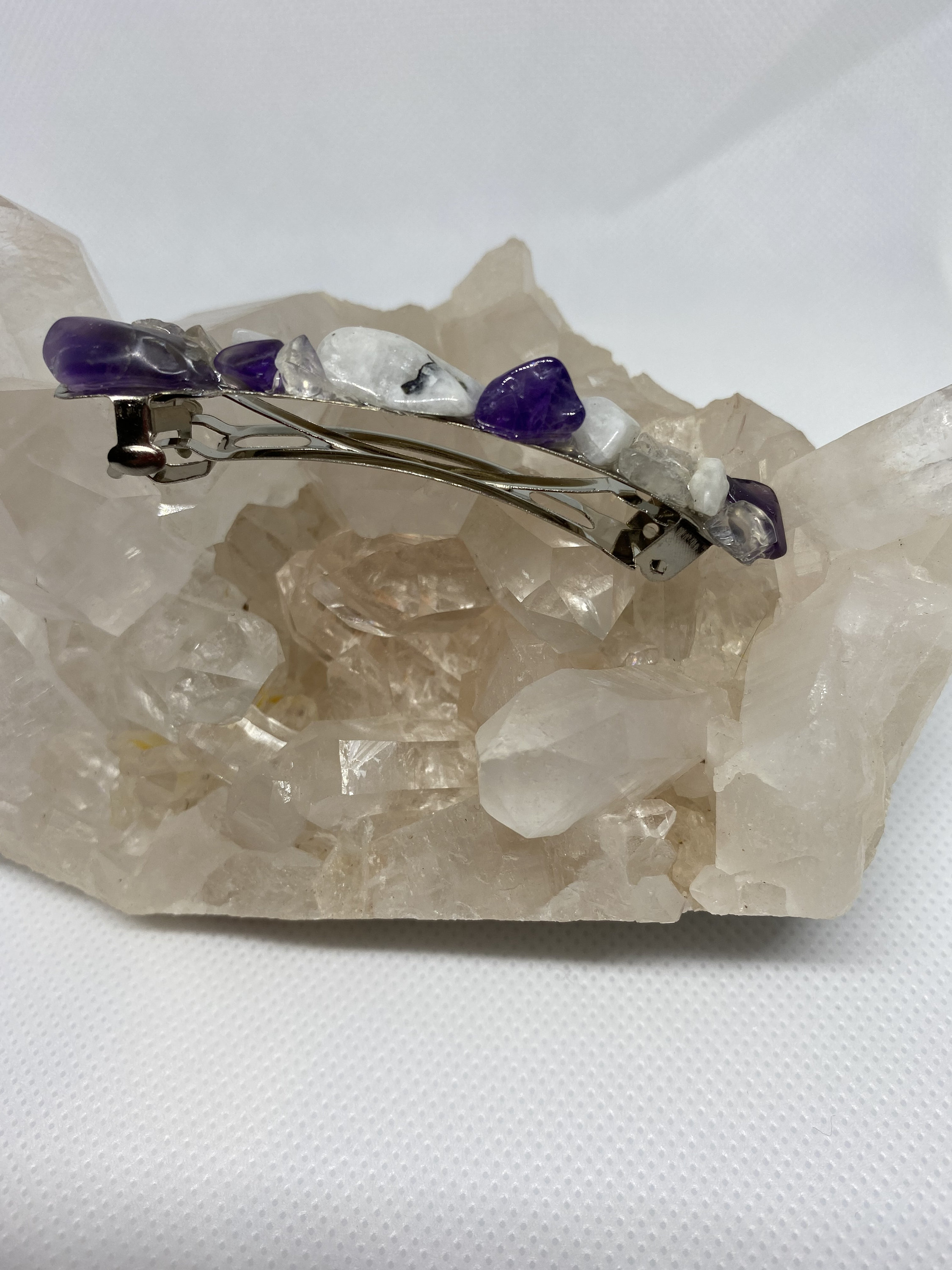 Amethyst rainbow moonstone clear quartz barrette Etsy