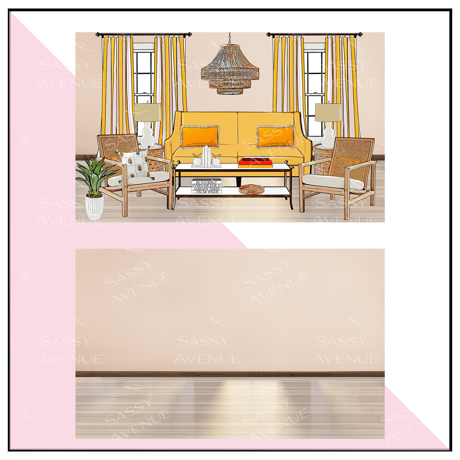 Living Room Scene, Living Room Background, Home Decor Stickers, Digital